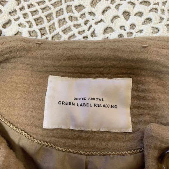 United Arrows Green Label Relax 100% Wool Round Collar Pea Coat Womens Sz 40 M - Picture 5 of 11